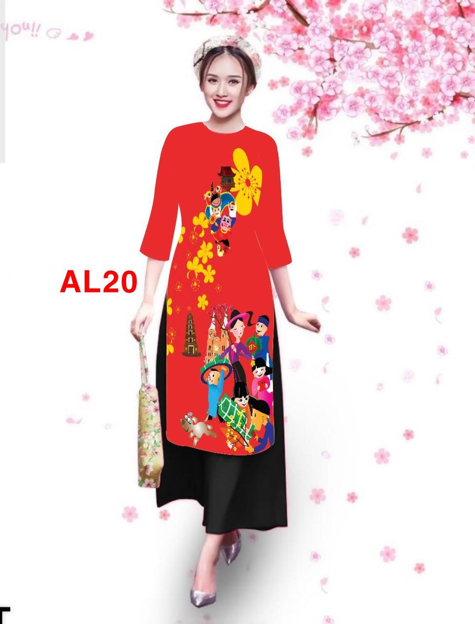 Set áo dài cách tân  in chợ phiên cao cấp AL20